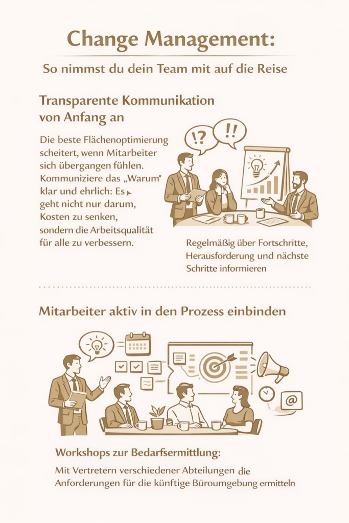 Infografik Change Management Prozess bei Veränderungen in der Büroorganisation